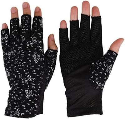 Vingerloze Katoenen Handschoenen Unisex - Antislip Sport Handschoenen voor Fietsen, Motorrijden, Fitness en Outdoor Activiteiten - Zonbescherming met Gestipt Patroon