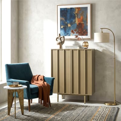 Halfhoge Wandkast Travis - Taupegroen - MDF - 2 Deuren - Greeploos