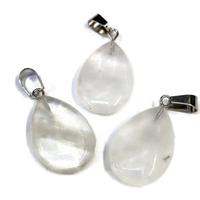Aramat Jewels | Hangers | Witte Kwarts Druppel Hanger met Rvs | | | |20mm | Staal | Volwassenen | Verkleurd niet