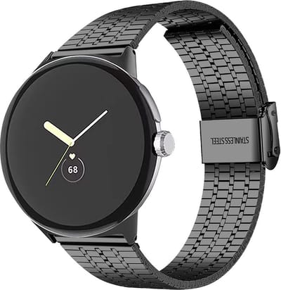 Strap-it Stalen RVS bandje geschikt voor Google Pixel Watch 5 (45 mm) / 4 (45 mm) / 3 (45 mm) - Zwart