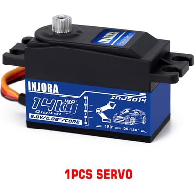 Servomoteur Numérique Bas Profil 14Kg Metal Gear Injora Injs014 Pour Voiture RC 110 On-Road Touring Drift Modèle Hélicoptère Tamiya Kyosho