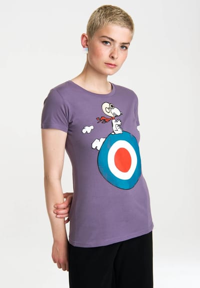 Logoshirt Vrouwen T-shirt Snoopy - Peanuts - Snoopy Target - Shirt met ronde hals van Logoshirt - lavendel