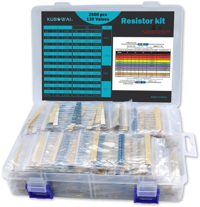 Complete Weerstand Combo Kit, 1 Ohm-3M Ohm, 1/4 Metaal Film Weerstand Kit met 2600 Onderdelen voor Elektronica Projecten en DIY Toepassingen