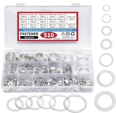 Olieaftapplug Afsluitringen Assortiment - 510 Stuks in 17 Maten Aluminium