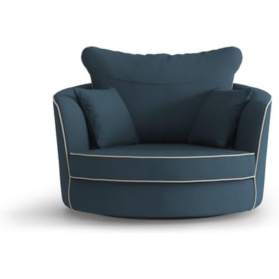 Fauteuil Vendôme linnen draaibaar met contrast piping | NADUVI Collection