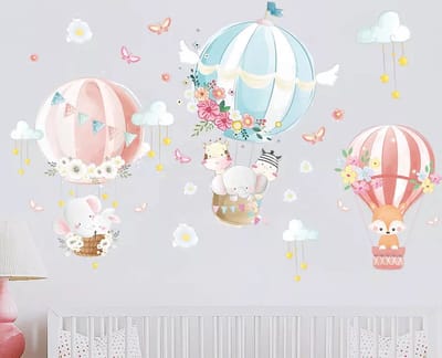Spicker I Dieren in luchtballon I Muursticker I Babykamer I Speelkamer I Slaapkamer I Kinderkamer I Decoratie sticker I Wanddecoratie I Muurdecoratie I Baby I Jongen I Meisje