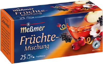 MEßMER thee-fruitmengsel, hartig-fruitig, 25 theezakjes, doos van 12 x 75 g