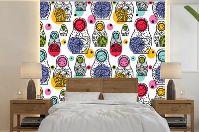 Behang - Fotobehang Matroesjka - Patronen - Baby - Breedte 240 cm x hoogte 240 cm