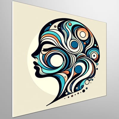 Abstract vrouw schilderij | Mystieke dans van kleur en vorm: Verbeelding van vrouwelijke kracht | Kunst - 80x80 centimeter op Forex | Foto op Forex