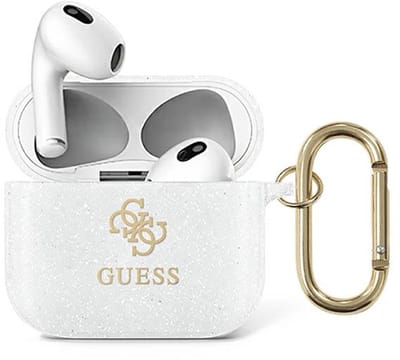 Guess Transparent Glitter Collectie - AirPods 3 Hoesje - Glanzende Afwerking - Luxe Stijl