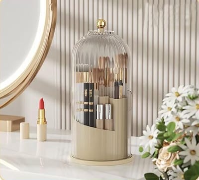 Rotary Organizer voor Make-upkwasten met Deksel, Perfecte Make-upkwastenhouder voor Vanity en Schoonmaak