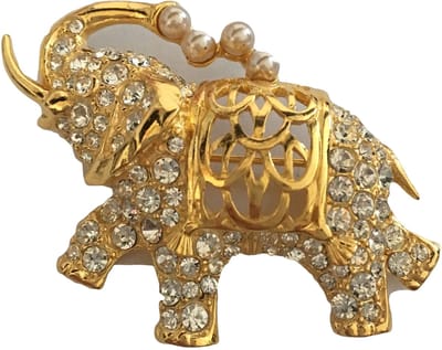 Petra's Sieradenwereld - Broche olifant met Swarovski steentjes en pareltjes