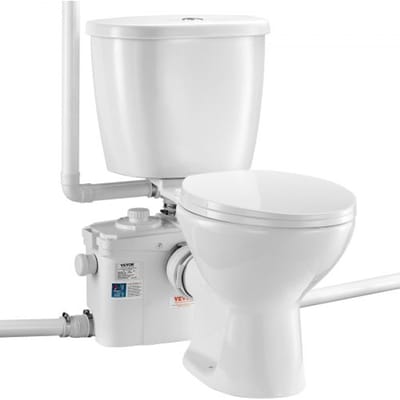 VEVOR-toiletsysteem met krachtige 800W-maceratorpomp, keldertoilet met achteruitgang en drijfvermogenspoeling, dubbele spoelwaterafvoer, 4 inlatenset