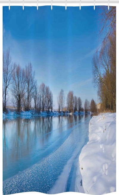ABAKUHAUS Douchegordijn – 120x180 cm – Polyester, 12 haken – Multikleur Bruin Wit Blauw