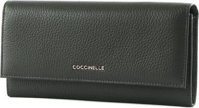 COCCINELLE Leren Portemonnee Metallic Soft Wallet Ardesia Donkergrijs
