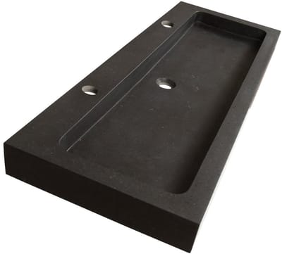 Brauer Lava Wastafel - 120 cm - met 1 Spoelbak en 2 Kraangaten - Natuursteen Basalt Antraciet