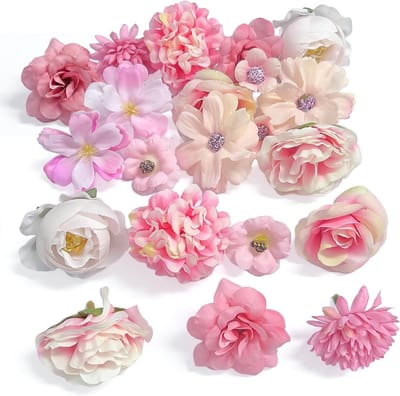 20 Stuks Kunstbloemen, Kleine Multicolor Bloemkoppen voor DIY Creaties, Bruidskapsels, Kransen en Tafeldecoratie voor Feesten en Bruiloften
