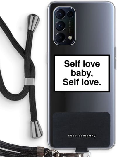 Case Company® - Hoesje met koord geschikt voor Oppo Find X3 Lite hoesje met Koord - Self love - Telefoonhoesje met Zwart Koord - Bescherming aan alle Kanten en Over de Schermrand