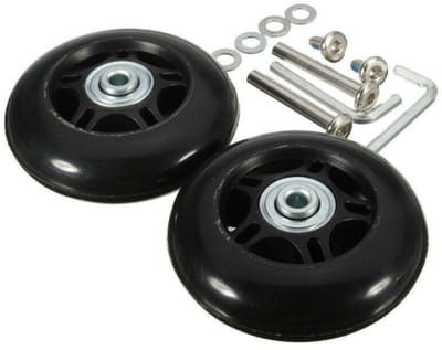 EXCITAT Bagagewielen - vervangingswielen - reservewielen - met as, sleutel, reparatiegereedschap - voor koffers en trolleys - 70×24 mm - zwart - 2 stuks