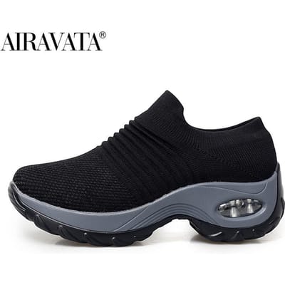 Damesmode vrijetijdsschoenen Verhoogde schudschoenen Luchtkussen Ademende antislip-sneakers 42