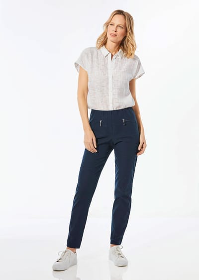 Bengaline broek LOUISA - marine - Gr. 38 van Goldner Fashion