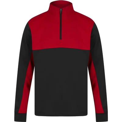 Adults 1/4 Zip Tracksuit Top met rits Black/Red - XXL