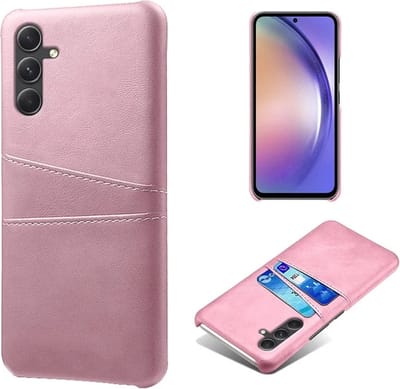 Backcover met Opbergvakjes + PMMA Screenprotector voor Galaxy A35 _ Roze Goud