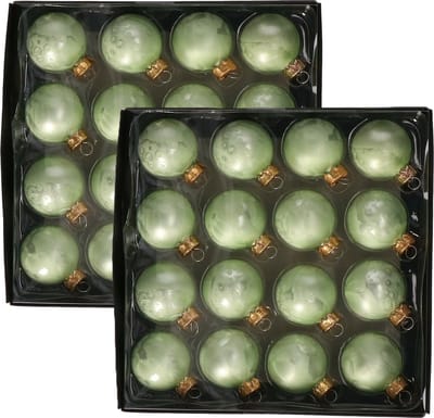 Othmar Decorations Luxe kleine kerstballen - 32x st - 4 cm - groen - glas - ice finish