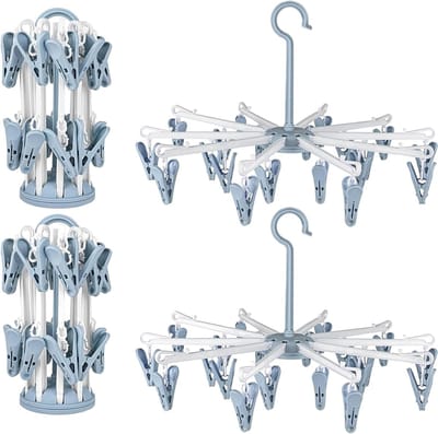 Set van 2 Sokken Droogrekken met 40 Clips, Opvouwbare Sokkenhanger, Ideaal voor Wasgoed en Droogproces