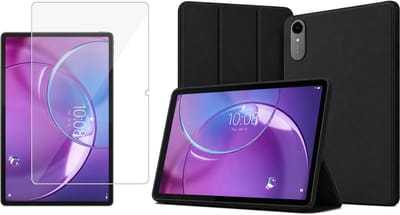 TechNow Hoesje + Screenprotector geschikt voor Lenovo Idea Tab Pro Gen 2 Hoesje – Glas - Extreme Shock Case – Smart Case - Zwart