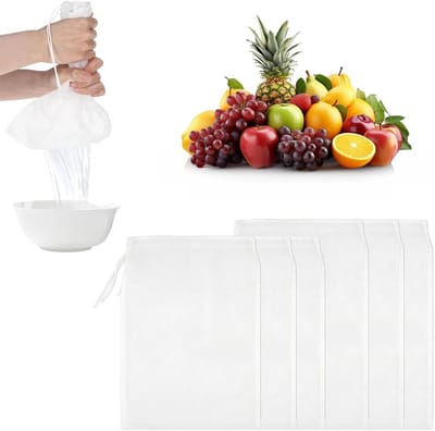 Herbruikbare Groentemelkzakken - Set van 6 Nylon Fruit- en Sapfilters, 30x20cm, Ideaal voor Notenmelk, Koffie en Sappen
