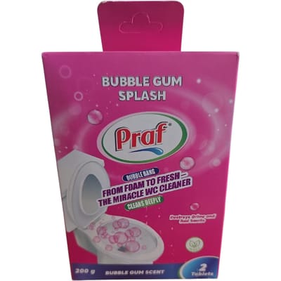 Praf - toilet schuim met kauwgom geur, 2 stuks, 100g per stuk