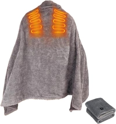 Verwarmde deken - Elektrische omslag - Warm en comfortabel - Snelle verwarmingstechnologie - 150 x 80 cm - Grijs