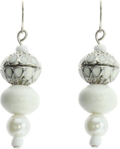 Behave - Oorhangers dames wit kralen - elegant retro stijlvol