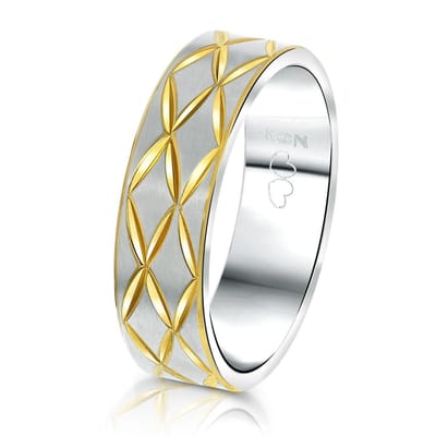 Lucardi Heren Vriendschapsring Capri - Ring - Vaderdag Cadeautje - Staal - Zilver- en Goudkleurig