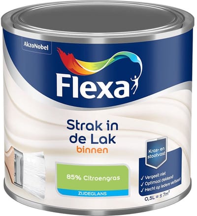 Flexa - Strak In De Lak Binnenlak Zijdeglans - 85% Citroengras - Mengverf - 500 Ml