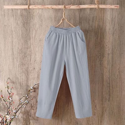 Pantalon ample en coton pour femme avec grande taille en coton de couleur unie sous-vêtements décontractés pour dames 4XL gris