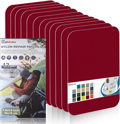 Reparatiepatches Nylon - Stoffen Tapes - Outdoor Uitrusting - Zelfklevend Waterdicht - 12 Stuks - Rood