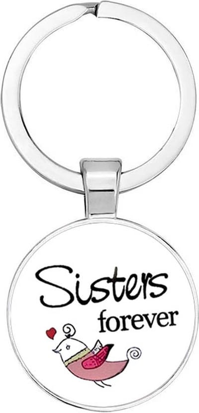 Akyol - sisters forever Sleutelhanger - liefde - zussen - familielid - cadeautje voor zus - familie - cadeau - verjaardag - kado - geschenk - gift - 2,5 x 2,5 CM