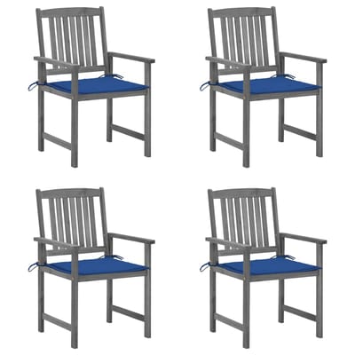 vidaXL - Tuinstoelen - 4 - st - met - kussens - massief - acaciahout - grijs