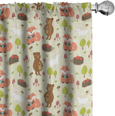 ABAKUHAUS Voorhangen – Happy Fun Bosdieren – 2x75x245 cm – Mikrofaser