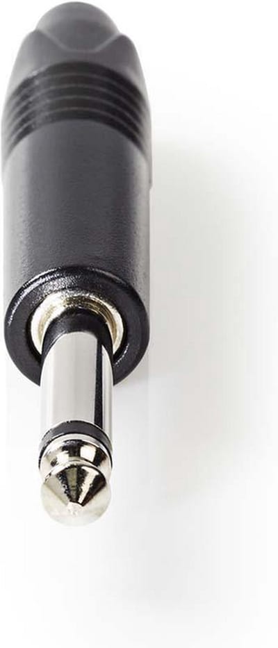 Nedis 6,35 mm Audioconnector - Recht - Male - Vernikkeld - Soldeer - Diameter kabelinvoer: 6.0 mm - Aluminium - Zwart - Polybag - 1 Stuks