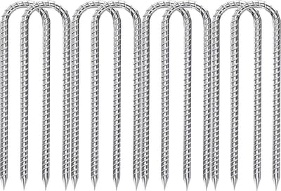 Dailygoods- Grondanker U-vormig 30 cm - Verzinkt Staal - Tentharingen - Grondpennen - Grondankers - 8 Stuks - Tentharing