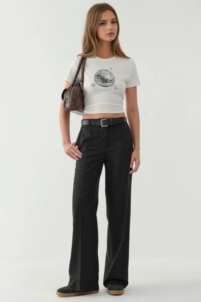 Viscose Blend Rechtaflopende Broek