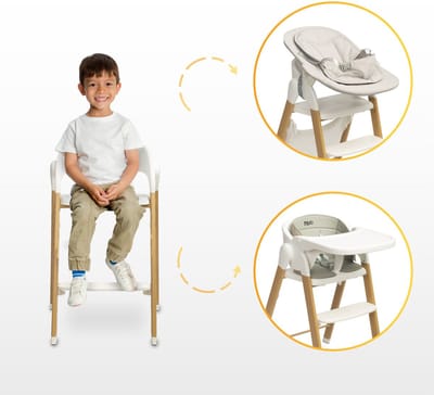 3-in-1 voedingsstoel - inklapbare Kinderstoel Comfort - Veiligheid en Stijl in Één eetstoel - geschikt vanaf 6+ maanden BEIGE