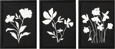J-Line schilderij Ingelijste Foto Bloemen - hout - zwart/wit - 3 stuks