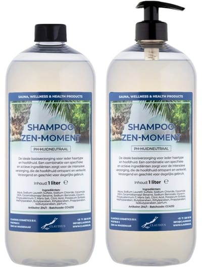 Shampoo Zen Moment - 1 liter (transparant) - 2 Stuks - met pomp - Voordeelverpakking - Haarverzorging