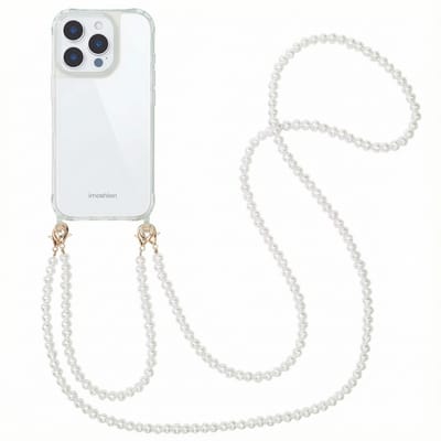 imoshion Hoesje - Geschikt voor Apple iPhone 16 Pro Max - Backcover met koord + armband - Parels 2.0 - Parels