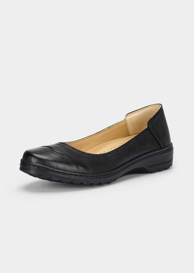 Ballerina's van leer met gewatteerde decoratieve stiksels - zwart - Gr. 36 van Goldner Fashion