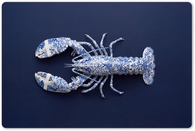 Placemats 45x30 cm - Placemat kunststof - 1 stuk - Kreeft - Porselein - Delfts - Blauw - Borden onderleggers - Decoratie voor op tafel - Keuken tafeldecoratie accessoires - Vinyl onderlegger - Tafelversiering